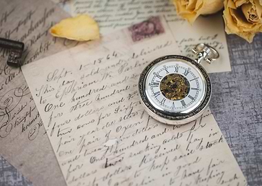 Vintage Pocket Watch and Antique Letters