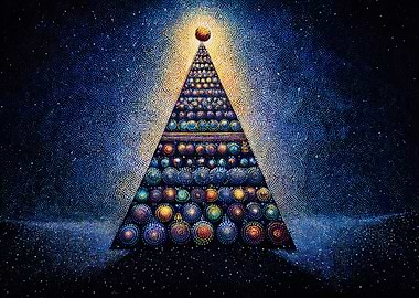 Pointillist Pyramid with Spheres and Light