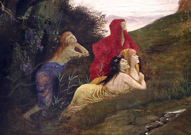 Four Women in a Landscape Painting