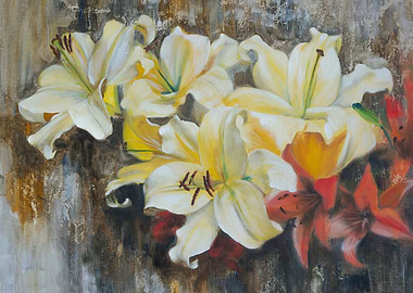 Floral Painting: Yellow and Orange Lilies