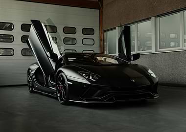 Sleek Black Lamborghini Aventador