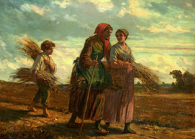 Harvest Scene with Three Figures