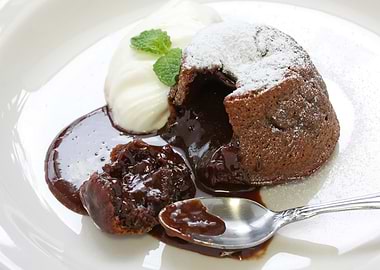 Chocolate Lava Cake with Cream