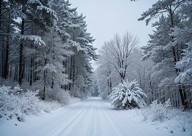 Snowy Forest Road