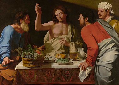 Bartolomeo Cavarozzi – The Supper at Emmaus (ca. 1615–1620) | Italian Baroque Religious Masterpiece