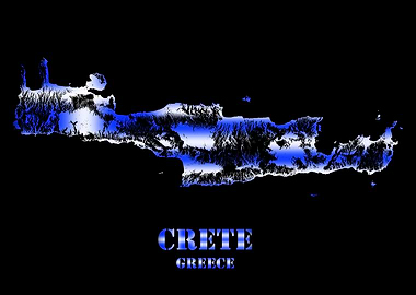 Crete Greece Topographic Contour Relief Map blending terrain features into its emblematic colorful flag