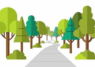 Flat Design Park Path Illustration