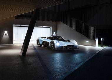 aston martin valkyrie in garage