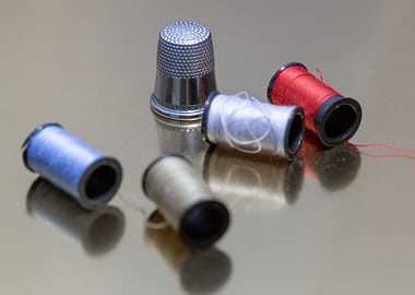 Sewing Supplies: Thimble and Thread Spools
