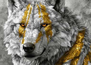Wolf with Golden Markings Digital Art