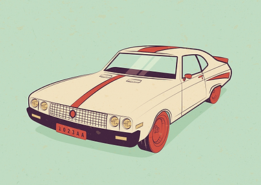 Vintage Car Illustration with Red Stripes