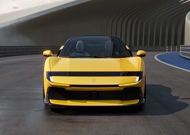 Yellow Ferrari on a Racetrack