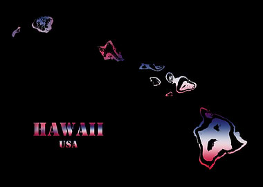 Hawaii USA Topographic Contour Relief Map blending terrain features into its emblematic colorful flag