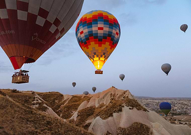 Hot Air Balloons over Cappadocia Landscape