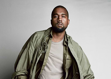 kanye west portrait in green jacket