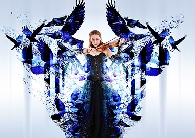 Violinist with Ravens Digital Art