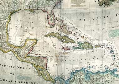 Antique Map of the Caribbean and Americas