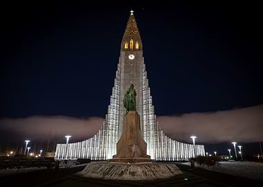 Hallgrímskirkja Church at Night
