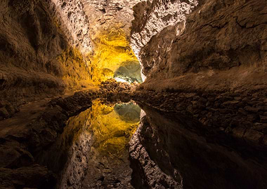 Cave Interior with Water Reflection
