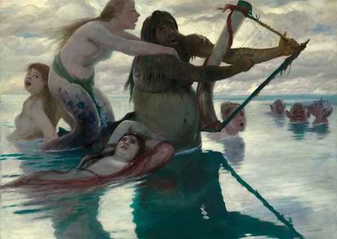 The Fisherman and the Mermaids painting