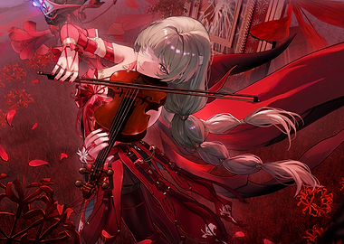 Phrolova Wuthering Waves Playing Violin in Red