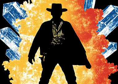 Silhouette of a Cowboy with Crystals