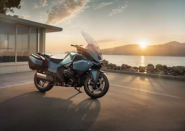 BMW R1250RT Motorcycle at Sunset