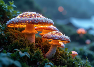 Glowing Mushrooms in Enchanted Forest