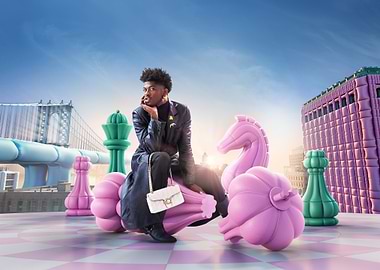 Lil Nas X Chessboard Cityscape