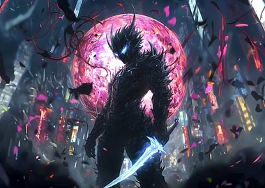 Dark Warrior with Glowing Sword