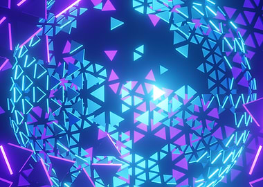 Abstract Neon Triangle Sphere