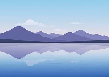 Mountain and Lake Reflection Landscape