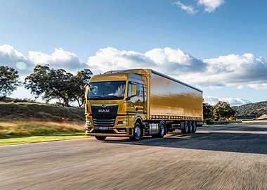 Yellow MAN Truck on the Road