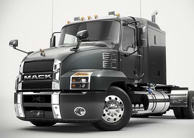 Gray Mack Truck Isolated on White