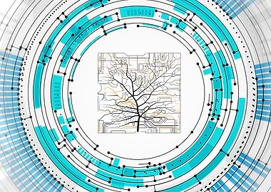 Abstract Technology Tree Circuit Board