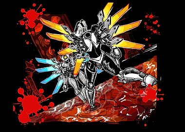 Two Robots in a Graphic Style