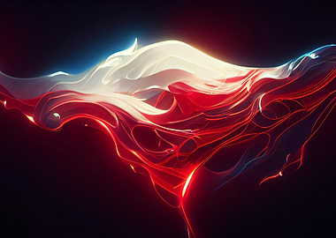 Abstract Red and White Flowing Design