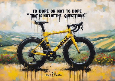 Yellow Tour de France Bicycle Art with Text