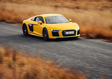 Yellow Audi R8 on the Road