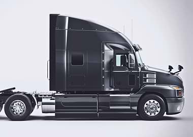 Sleek Black Semi-Truck Side View