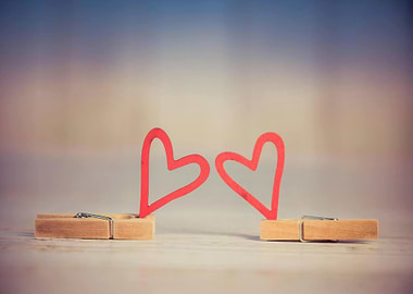 Two Hearts with Clothespins