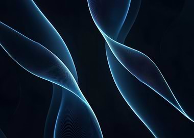 Abstract Blue Wave Lines on Black