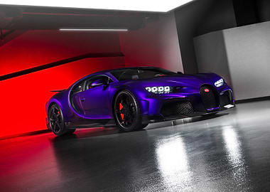 purple bugatti chiron in studio