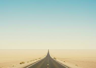 Desert Road Under a Pale Sky