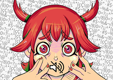 Anime Girl with Muted Speaker Symbol