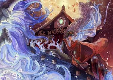 Fantasy Character on Ship with Water