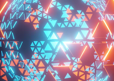 Abstract Triangles Glowing Blue and Orange