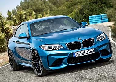 Blue BMW M2 Coupe on Road