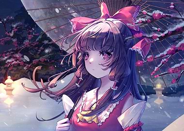 Anime Girl with Umbrella in Winter