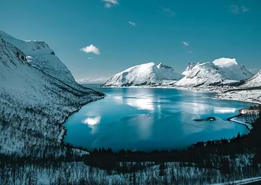 Snowy Mountains and Lake Landscape